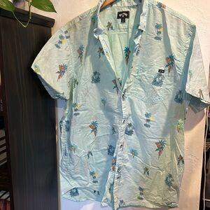 Billabong mens short sleeve button down collar extra large xl parrots tropical